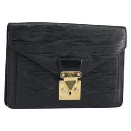 LOUIS VUITTON Epi Serie Dragonne Clutch Bag Black Noir M52612 LV Auth ka077