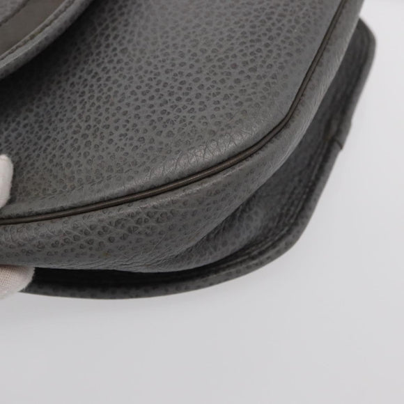 Christian Dior Shoulder Bag Leather Gray Gold Auth ka078