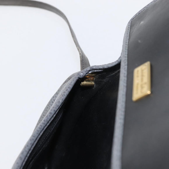 Christian Dior Shoulder Bag Leather Gray Gold Auth ka078