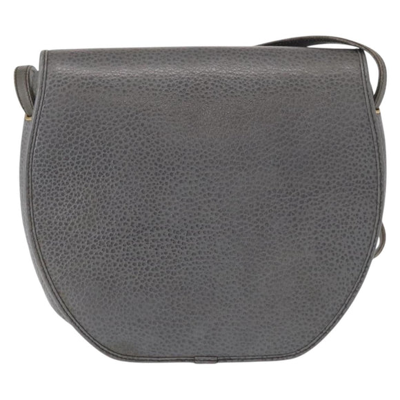 Christian Dior Shoulder Bag Leather Gray Gold Auth ka078