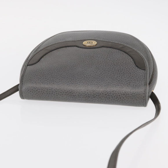 Christian Dior Shoulder Bag Leather Gray Gold Auth ka078