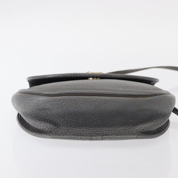 Christian Dior Shoulder Bag Leather Gray Gold Auth ka078