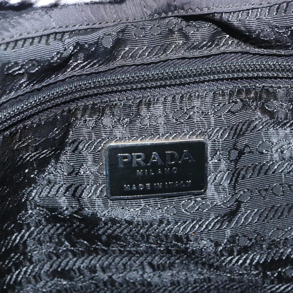 PRADA Hand Bag Nylon Black Silver Auth ka079