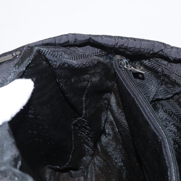 PRADA Hand Bag Nylon Black Silver Auth ka079