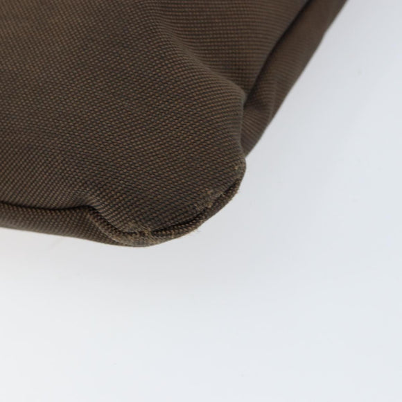 PRADA Shoulder Bag Canvas Dark Brown gold Auth ka080