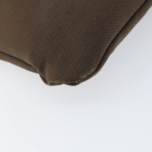 PRADA Shoulder Bag Canvas Dark Brown gold Auth ka080