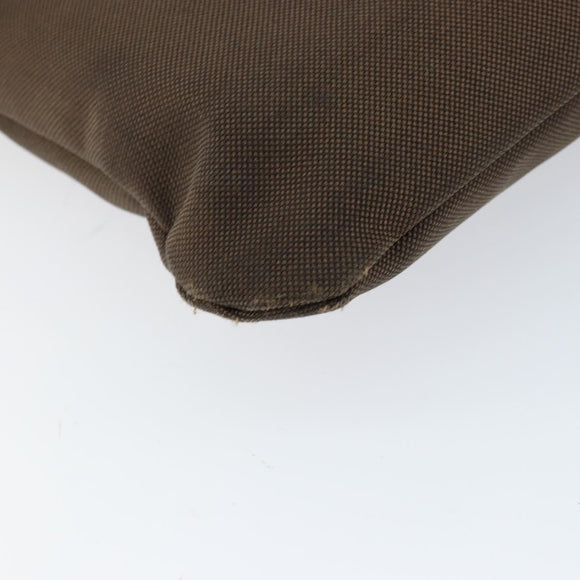 PRADA Shoulder Bag Canvas Dark Brown gold Auth ka080