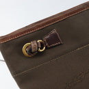 PRADA Shoulder Bag Canvas Dark Brown gold Auth ka080-18