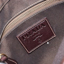 PRADA Shoulder Bag Canvas Dark Brown gold Auth ka080-19