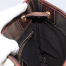 PRADA Shoulder Bag Canvas Dark Brown gold Auth ka080-20