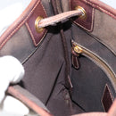 PRADA Shoulder Bag Canvas Dark Brown gold Auth ka080-21