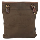 PRADA Shoulder Bag Canvas Dark Brown gold Auth ka080-13