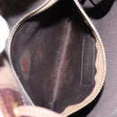 PRADA Shoulder Bag Canvas Dark Brown gold Auth ka080-23