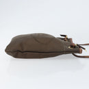 PRADA Shoulder Bag Canvas Dark Brown gold Auth ka080-3