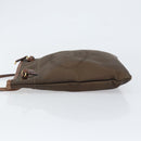 PRADA Shoulder Bag Canvas Dark Brown gold Auth ka080-4