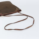 PRADA Shoulder Bag Canvas Dark Brown gold Auth ka080-7