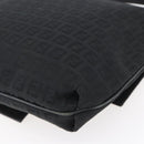 FENDI Zucchino Canvas Shoulder Bag Black Silver Auth ka081-15