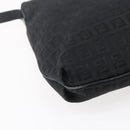 FENDI Zucchino Canvas Shoulder Bag Black Silver Auth ka081-16