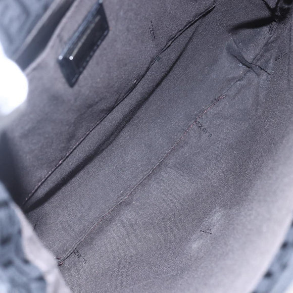 FENDI Zucchino Canvas Schoudertas Zwart Zilver Auth ka081