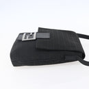 FENDI Zucchino Canvas Shoulder Bag Black Silver Auth ka081-4