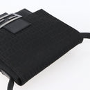 FENDI Zucchino Canvas Shoulder Bag Black Silver Auth ka081-6