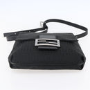 FENDI Zucchino Canvas Shoulder Bag Black Silver Auth ka081-5