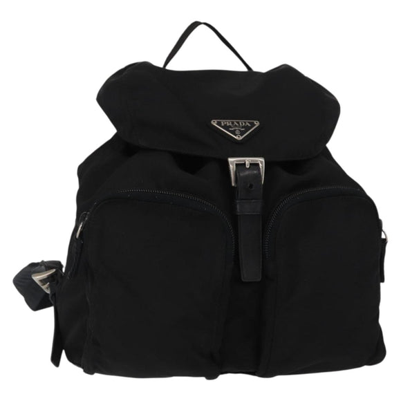 PRADA Backpack Nylon Black Silver Auth ka083