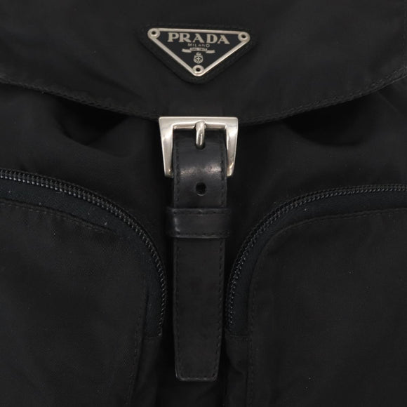 PRADA Backpack Nylon Black Silver Auth ka083