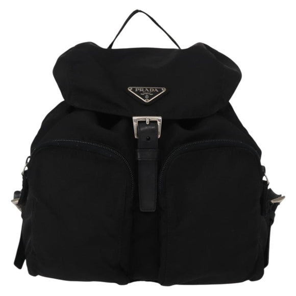 PRADA Backpack Nylon Black Silver Auth ka083