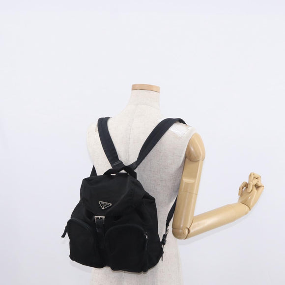 PRADA Backpack Nylon Black Silver Auth ka083