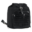 PRADA Embossing Backpack Nylon Black Silver Auth ka084-1