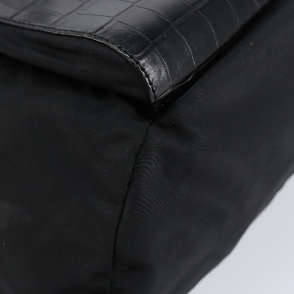 PRADA Embossing Backpack Nylon Black Silver Auth ka084