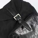 PRADA Embossing Backpack Nylon Black Silver Auth ka084-15