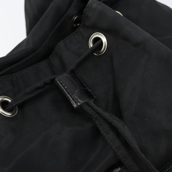 PRADA Embossing Backpack Nylon Black Silver Auth ka084