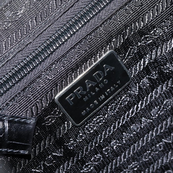 PRADA Embossing Backpack Nylon Black Silver Auth ka084