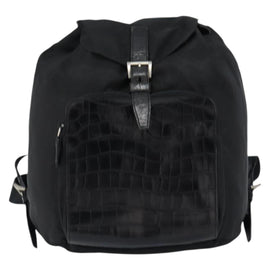 PRADA Embossing Backpack Nylon Black Silver Auth ka084 - 0