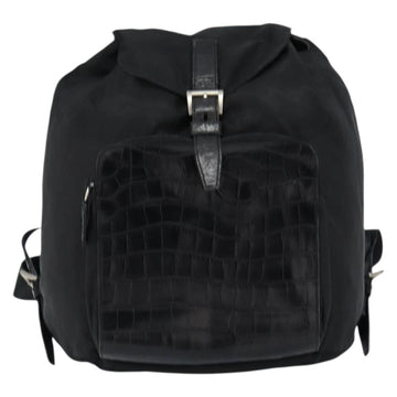 PRADA Embossing Backpack Nylon Black Silver Auth ka084 - 0
