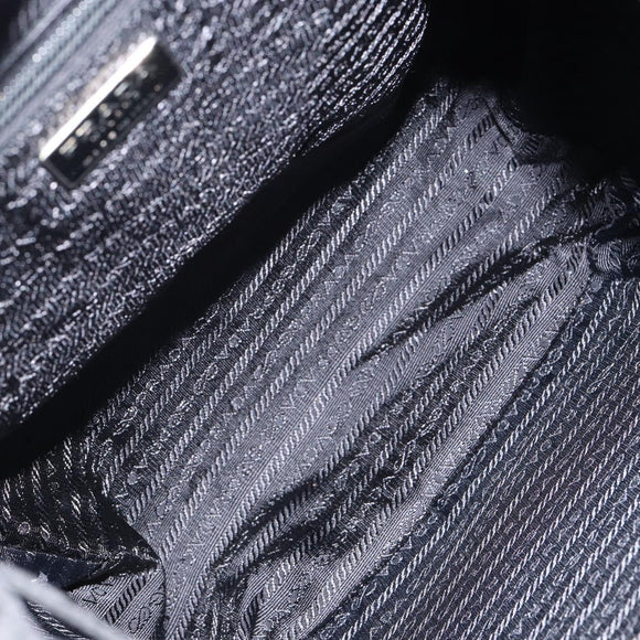 PRADA Embossing Backpack Nylon Black Silver Auth ka084