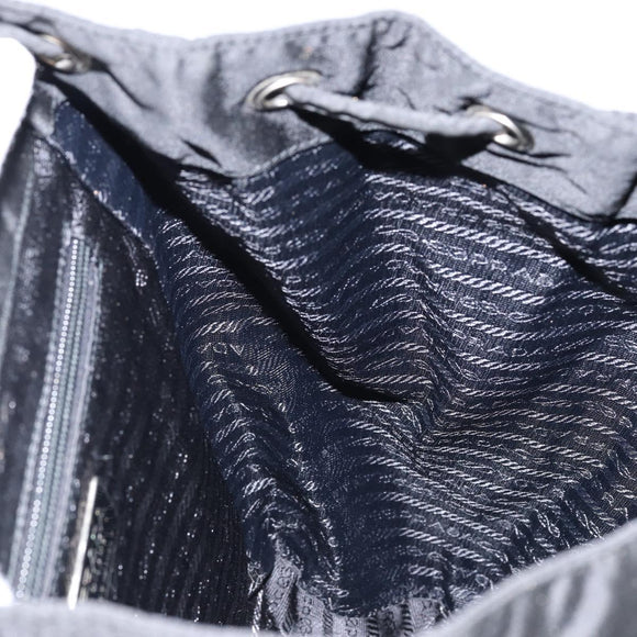 PRADA Embossing Backpack Nylon Black Silver Auth ka084