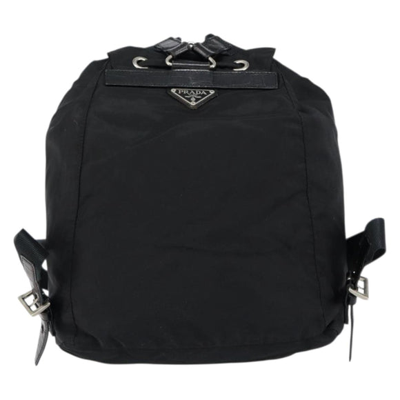 PRADA Embossing Backpack Nylon Black Silver Auth ka084