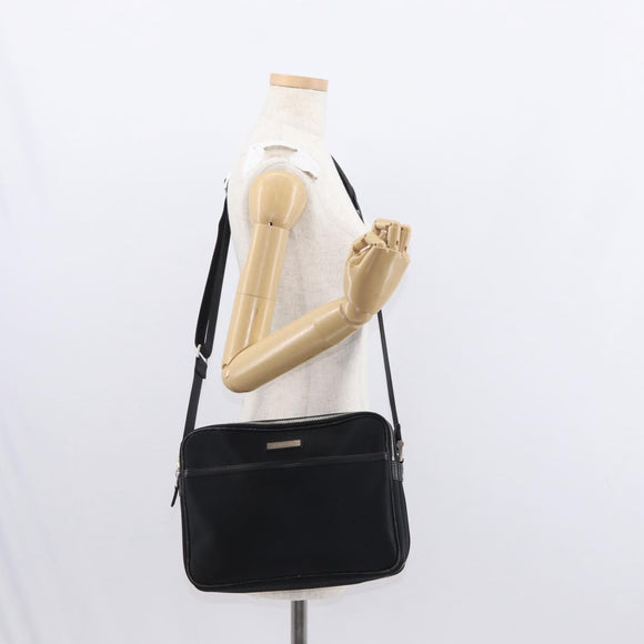 BURBERRY Shoulder Bag Nylon Black Silver Auth ka086