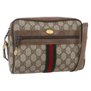 GUCCI GG Supreme Web Sherry Line Bag PVC Beige Gold 56 02 004 Auth ka088-1