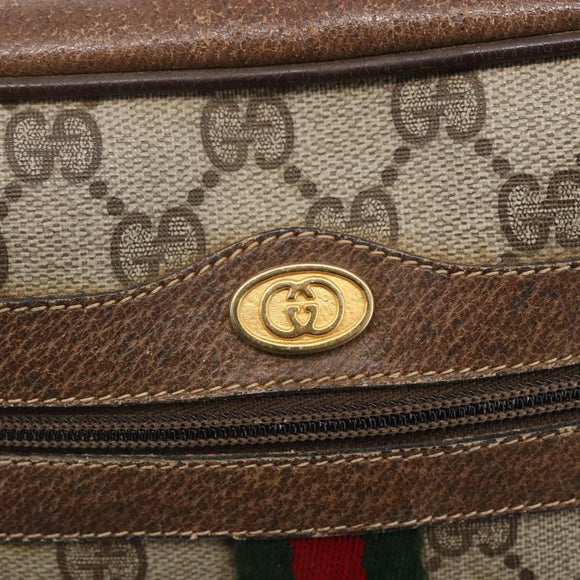 GUCCI GG Supreme Web Sherry Line Bag PVC Beige Gold 56 02 004 Auth ka088