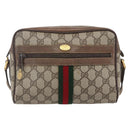 GUCCI GG Supreme Web Sherry Line Bag PVC Beige Gold 56 02 004 Auth ka088-13
