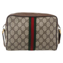 GUCCI GG Supreme Web Sherry Line Bag PVC Beige Gold 56 02 004 Auth ka088-2