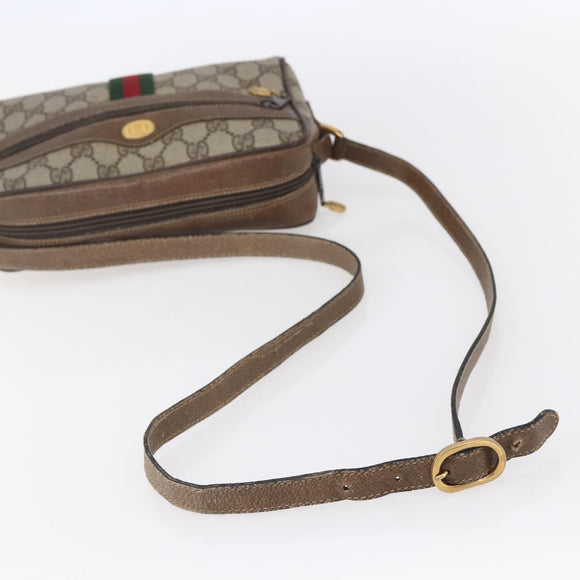 GUCCI GG Supreme Web Sherry Line Bag PVC Beige Gold 56 02 004 Auth ka088