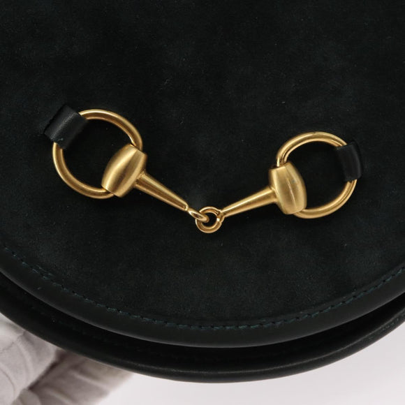 GUCCI Waist Bag Suede Leather Green Gold Auth ka089