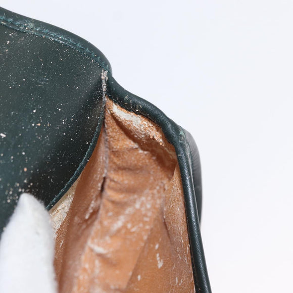 GUCCI Waist Bag Suede Leather Green Gold Auth ka089