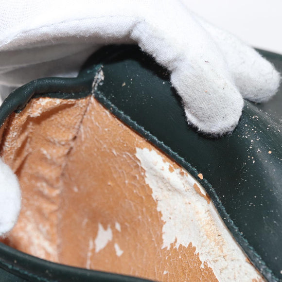 GUCCI Waist Bag Suede Leather Green Gold Auth ka089