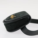 GUCCI Waist Bag Suede Leather Green Gold Auth ka089-4